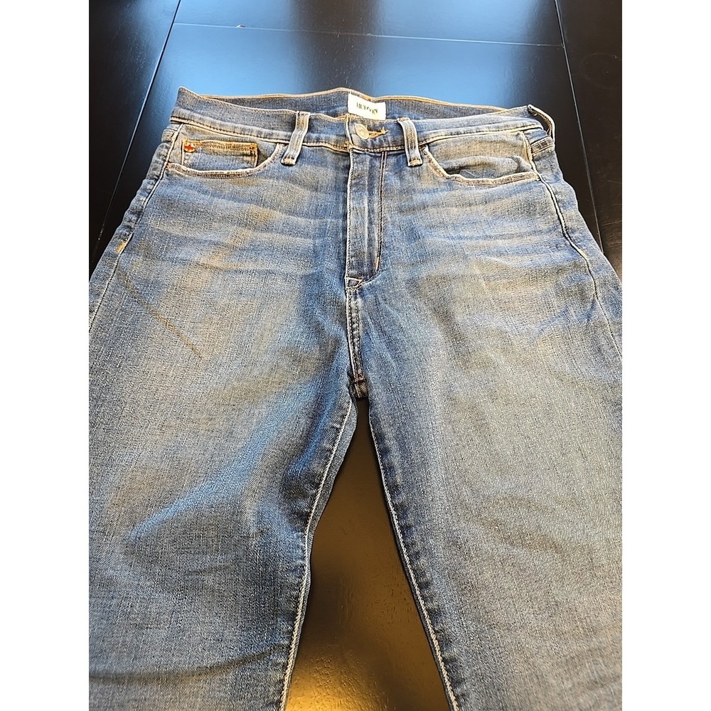 Hudson Blair Flared Jeans Blue Denim Solid Medium Wash Button Zip Pockets